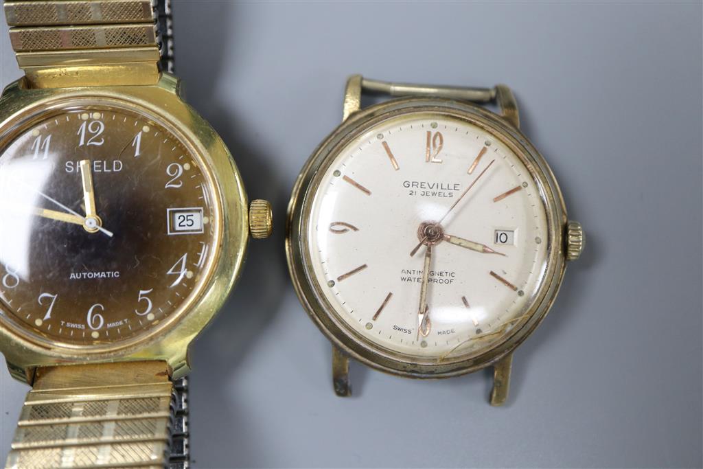 Five assorted gentlemans wrist watches including Certina and Shield.